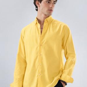 Premium Oxford Lycra Shirt - Butter Yellow
