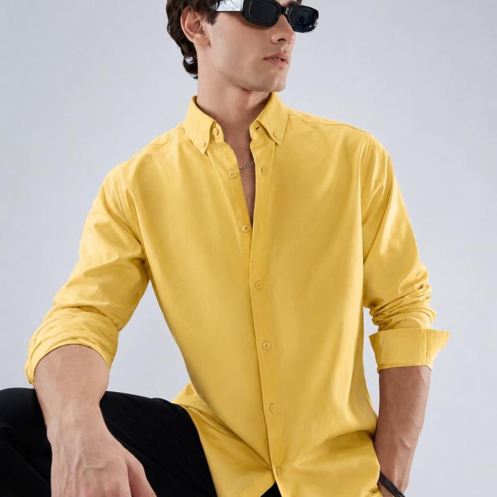 Premium Oxford Lycra Shirt - Butter Yellow