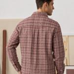 Relaxed Fit Maroon Checkered Casual Shirt