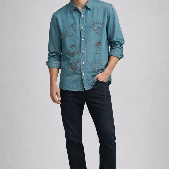 Men’s Premium Denim Shirt - Embroidery