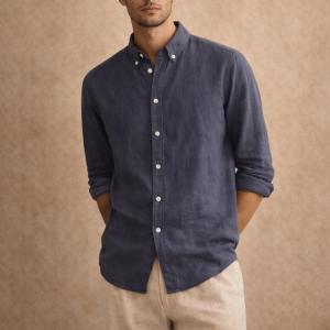 Premium Linen Shirt – Slate Blue