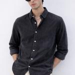 Washed Charcoal Black Denim Shirt