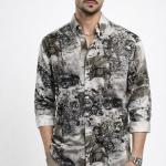 Neutral Abstract Print Shirt  - Button Down