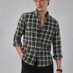 Olive Green Plaid Checked Shirt