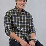 Olive Green Plaid Checked Shirt