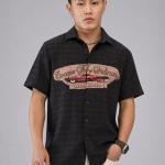 Dark Charcoal Retro Graphic Short Sleeve Shirt