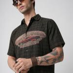 Dark Olive Retro Graphic Short Sleeve Shirt