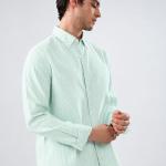 Classic Mint Green Stripe Button-Down Shirt