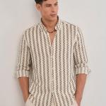 Beige & Brown Geometric Stripe