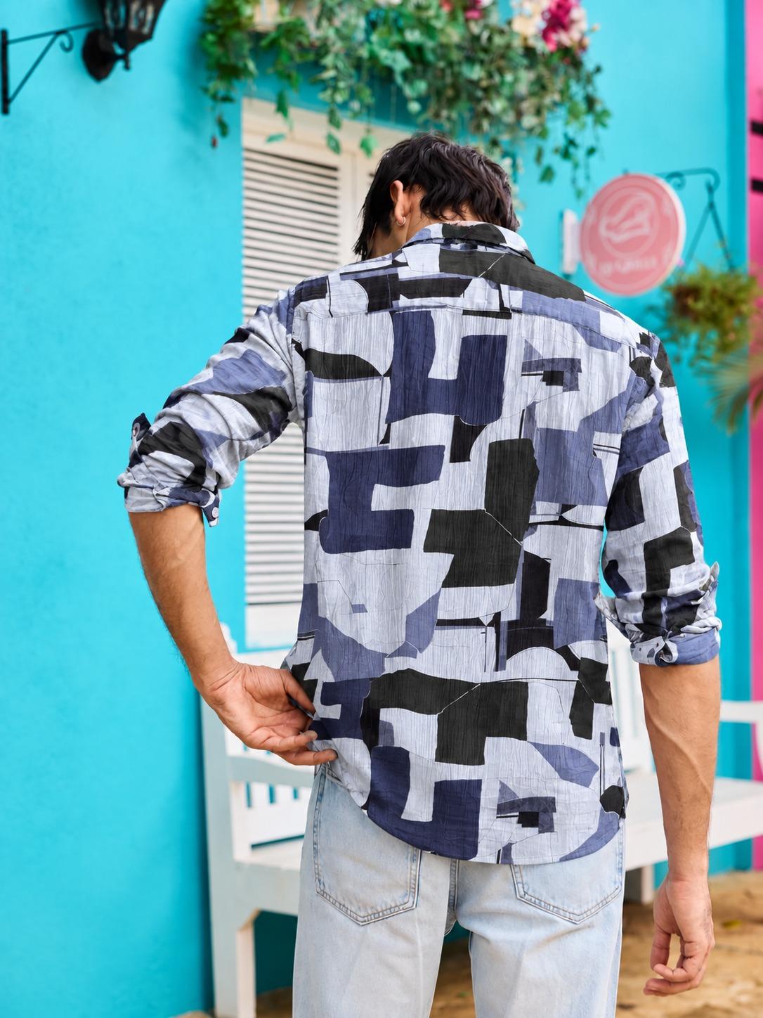 Abstract Geometric Textured Shirt
