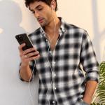 Relaxed Fit Black & White Check Casual Shirt